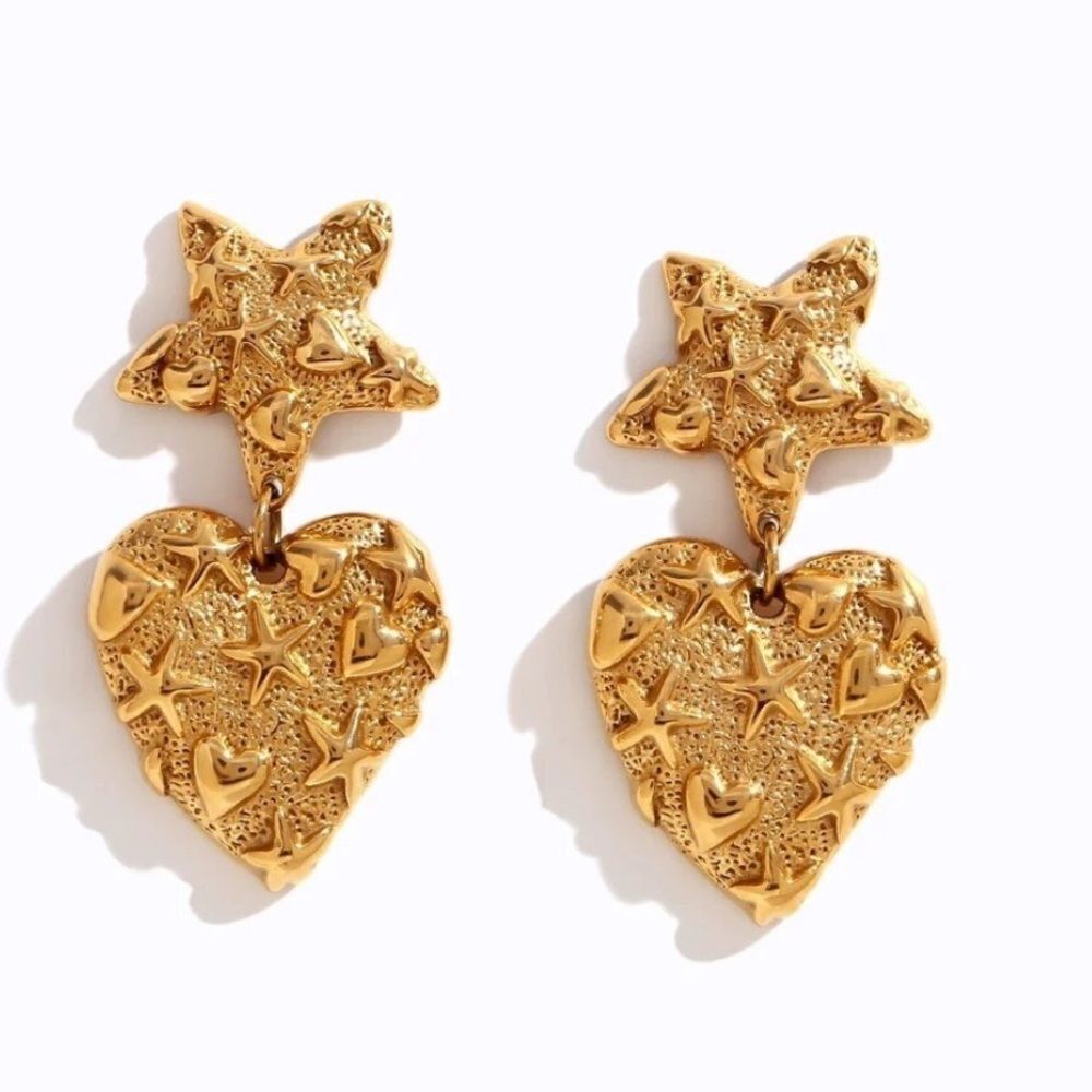 Vintage style hear earrings A866